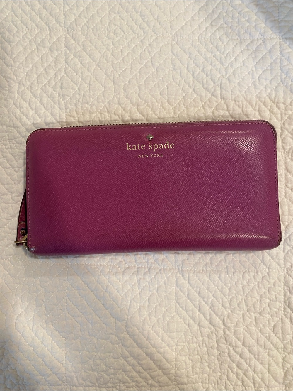 kate spade New York Purple Zip Wallet with Gold Logo